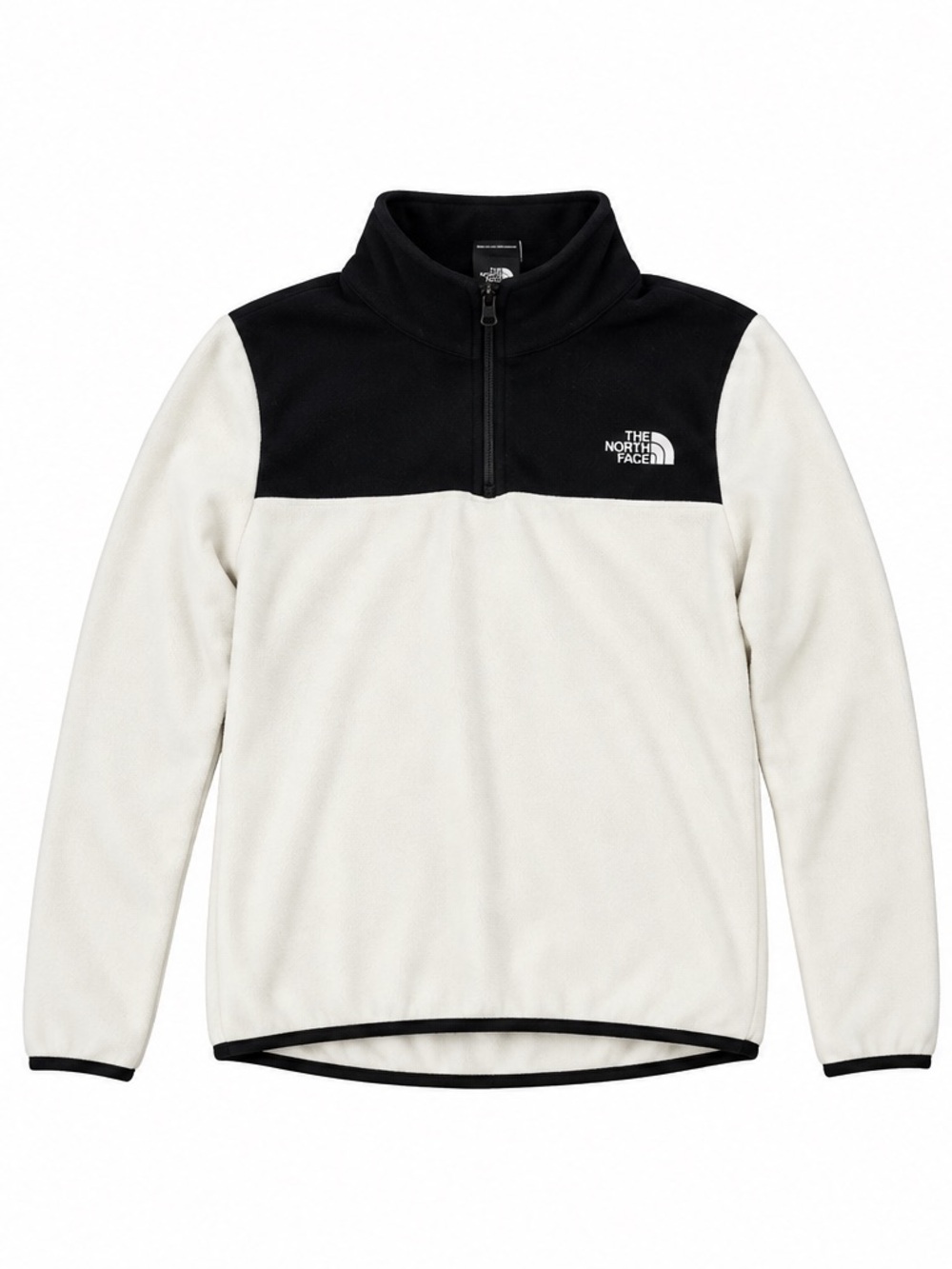 The North Face TKA Glacier 1/4-Zip Black White Colorblock Fleece - medium